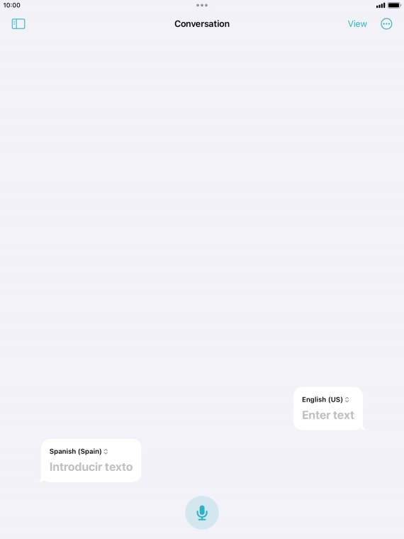 Press the microphone icon and say the required word or sentence.