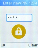 Key in a new four-digit PIN and press the Left selection key.