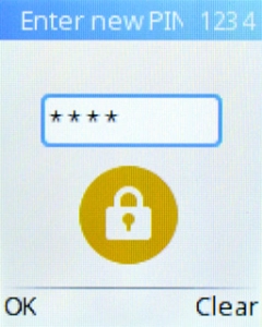 Key in a new four-digit PIN and press the Left selection key.