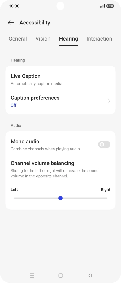 Press Hearing and follow the instructions on the screen to select the required settings.