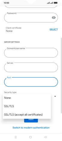 Press the required setting.