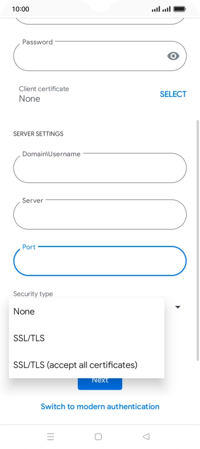 Press the required setting.