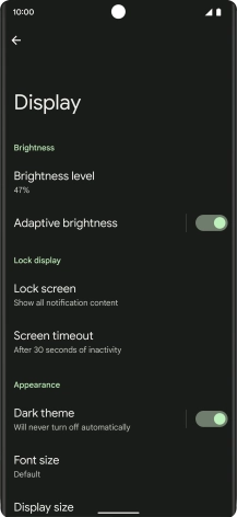 Press Screen timeout.