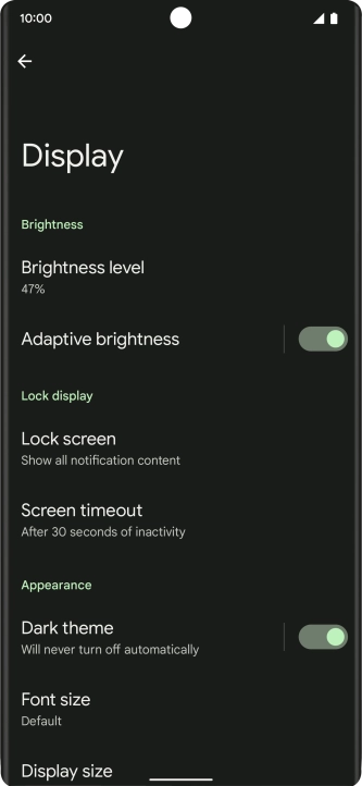 Press Screen timeout.