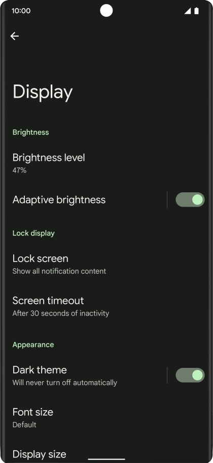Press Screen timeout.