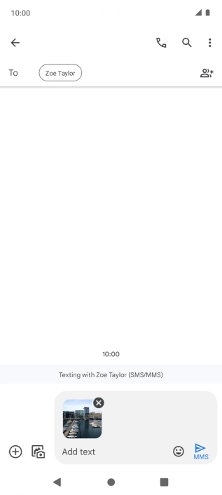 Press the text input field and write the text for your picture message.