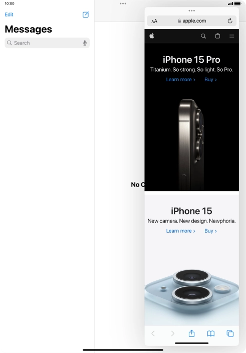 The application now displays on top of the other open application.