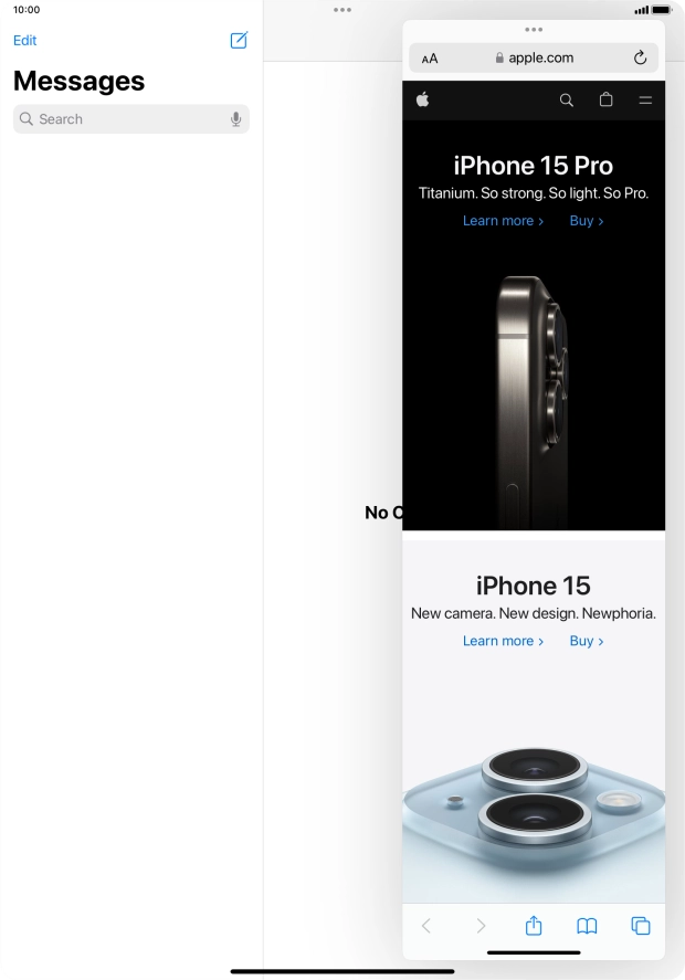 The application now displays on top of the other open application.