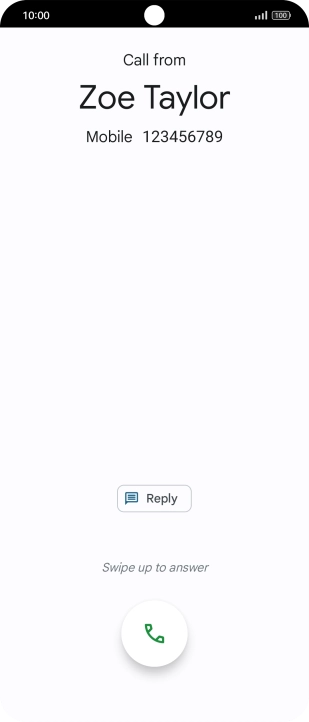 Press and drag the accept call icon upwards.