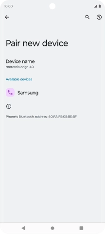 Press the required Bluetooth device and follow the instructions on the screen to pair the device with your phone.