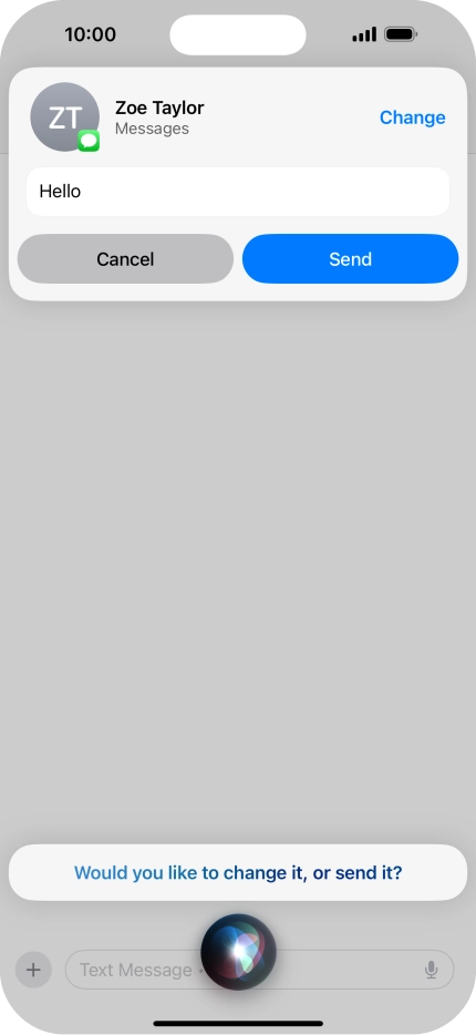If an application is open on your phone, such as a Messages, you can also use the functions available here, e.g.: REPLY [text].