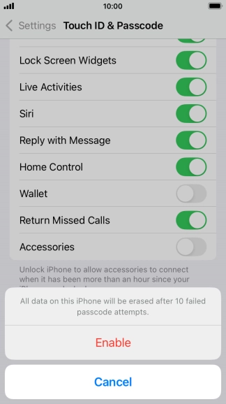 If you turn on the function, press Enable. If you turn on the function, press Enable.