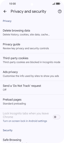 Press Delete browsing data.