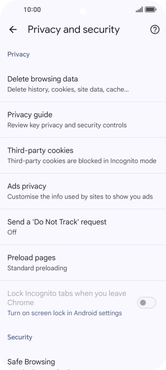Press Delete browsing data.