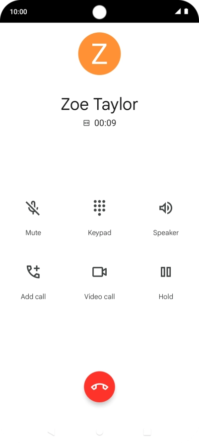 Press the end call icon.