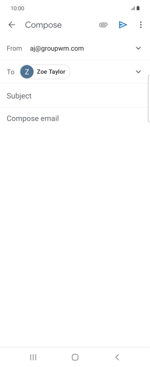 Press Subject and key in the subject for the email message.