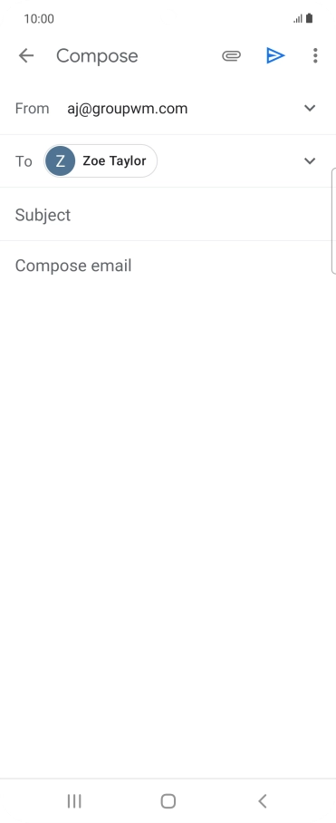 Press Subject and key in the subject for the email message.