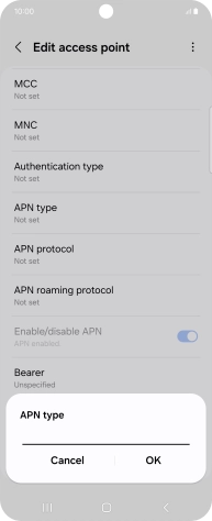 Key in default and press OK.