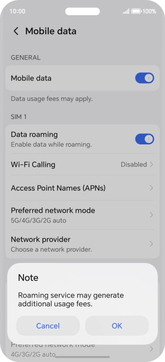 If you turn on the function, press OK.