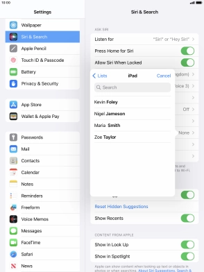 Press the required contact. Press the required contact.