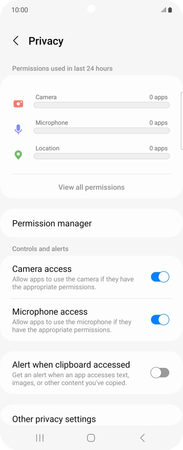 Press View all permissions.