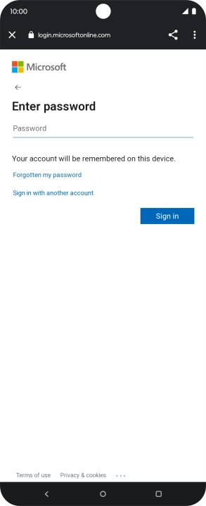 Press Password and key in the password for your email account.