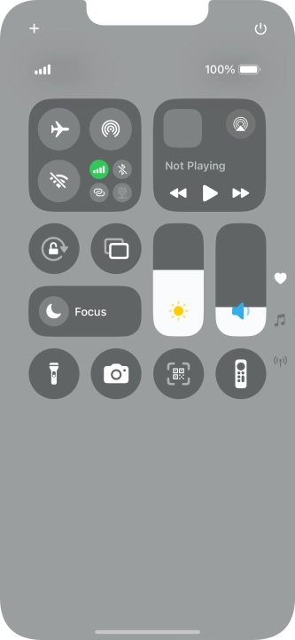 Slide your finger up or down on the screen to select the required Control Centre page.