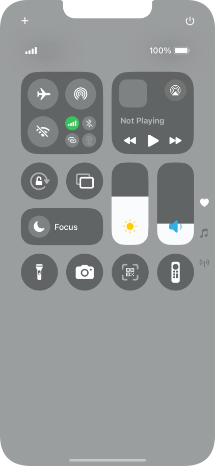 Slide your finger up or down on the screen to select the required Control Centre page.