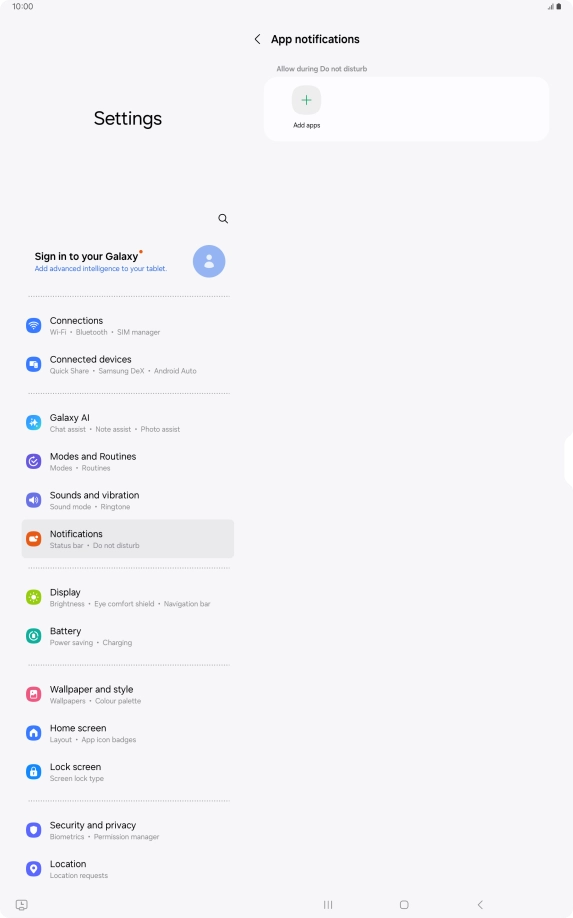 Press Add apps and follow the instructions on the screen to select which apps you would like to receive notifications from when Do Not Disturb is turned on.