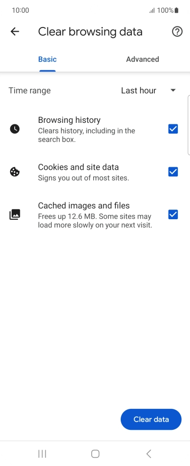 Press the fields next to the required data types.