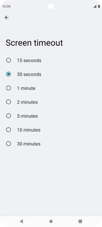 Press the required setting.