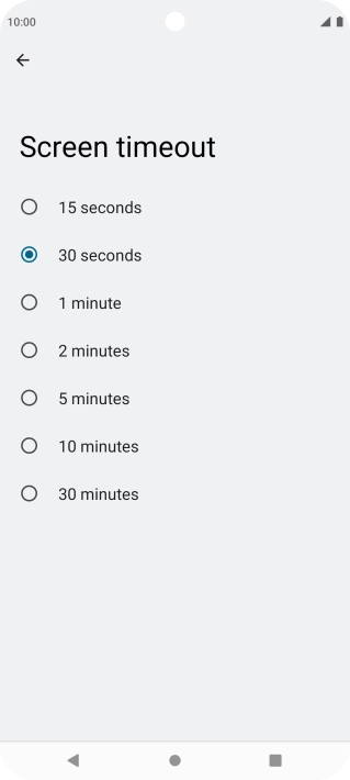 Press the required setting.