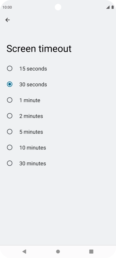 Press the required setting.