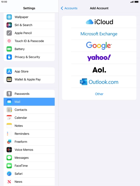 Press Microsoft Exchange. Press Microsoft Exchange.