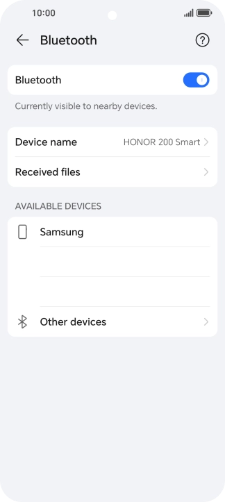 Press the required Bluetooth device and follow the instructions on the screen to pair the device with your phone.