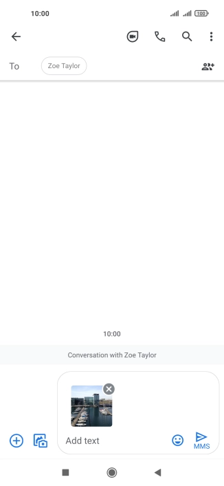 Press the text input field and write the text for your picture message.