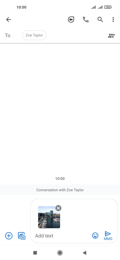 Press the text input field and write the text for your picture message.