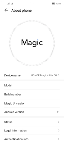 Your phone's software version is displayed next to Android version.