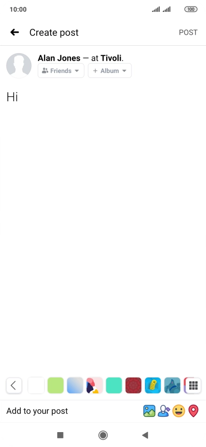 Write the required text and press POST.