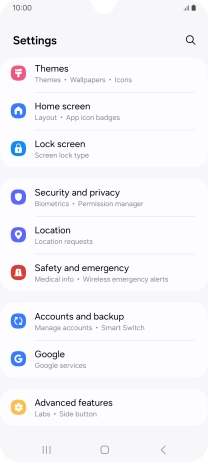 Press Security and privacy.