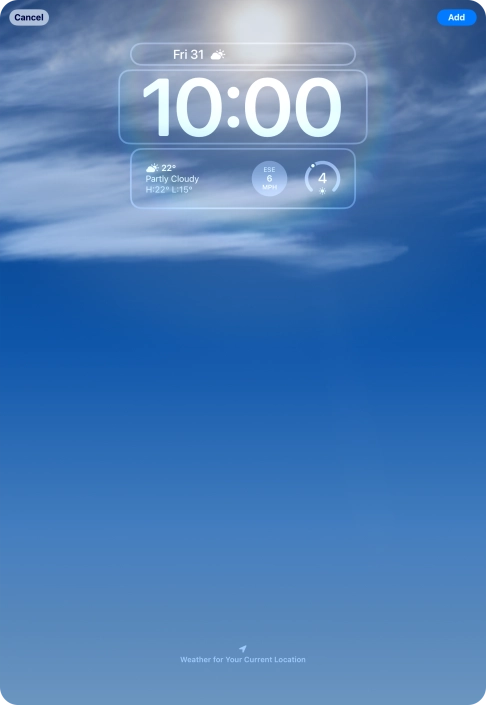 To customise the way the lock screen date is displayed, press the date widget and follow the instructions on the screen to select the required widget display mode.