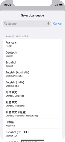Press the required language.