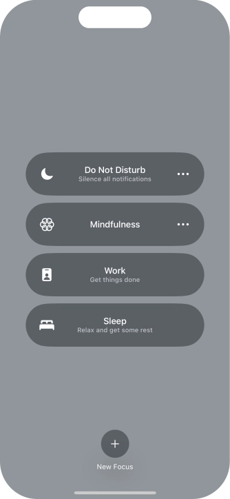 Press the required focus mode to activate or deactivate it immediately.