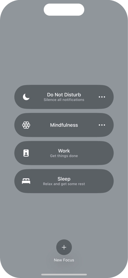 Press the required focus mode to activate or deactivate it immediately.