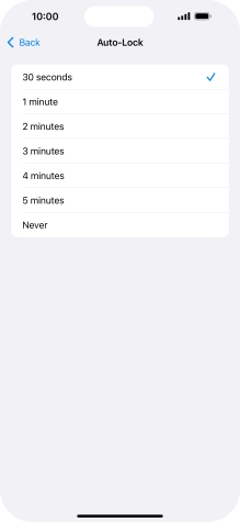 Press the required setting.