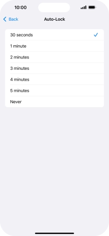 Press the required setting.