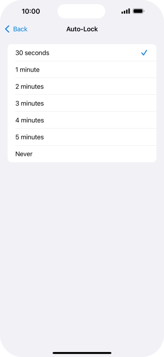 Press the required setting.