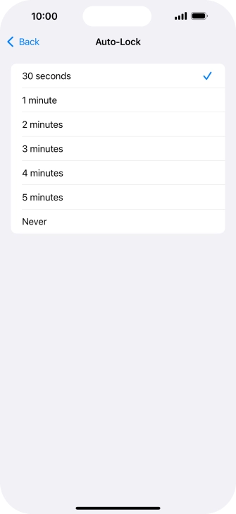 Press the required setting.