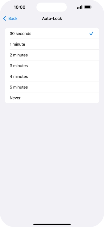 Press the required setting.
