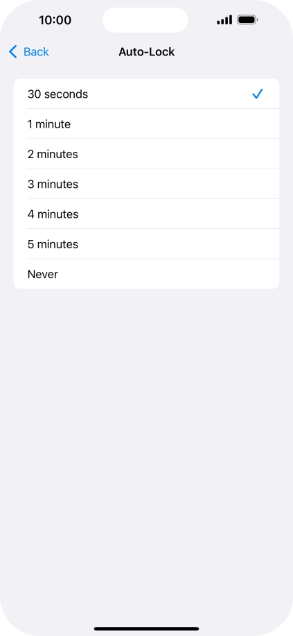 Press the required setting.